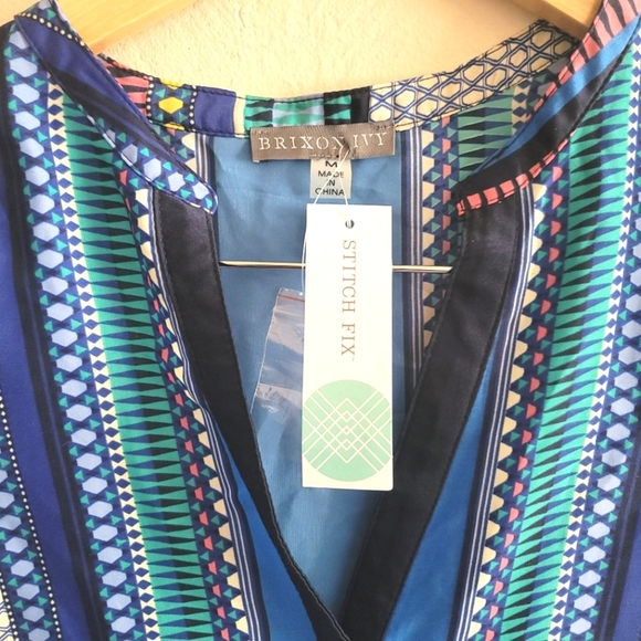 Brixon Ivy,  Fallon Mixed Print Sleeveless Blouse, Multicolor, Size Medium - Picture 2 of 4